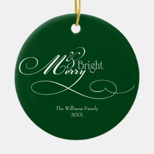 Script Merry und Bright Holiday Keramik Ornament (Vorne)