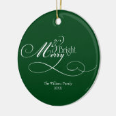 Script Merry und Bright Holiday Keramik Ornament (Links)