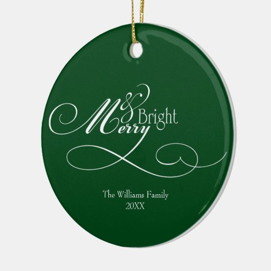 Script Merry und Bright Holiday Keramik Ornament (Links)