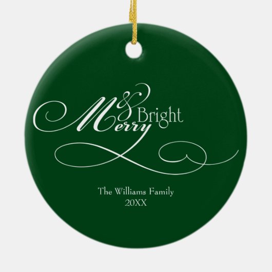 Script Merry und Bright Holiday Keramik Ornament (Hinten)