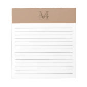 Script Metallic Taupe Gold Monogram Lined Notizblock (Vorderseite)
