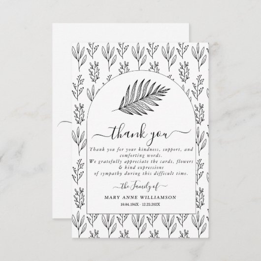 Script Minimal Beerdigung Danke Karte (Vorne/Hinten)