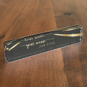 Script Minimalist Black and Gold  Namensplakette (Seite)