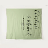 Script Minimalist Wedding | Sage Green Backdrop Wandteppich (Vorderseite (Horizontal))
