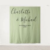 Script Minimalist Wedding | Sage Green Backdrop Wandteppich (Vorderseite)