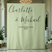 Script Minimalist Wedding | Sage Green Backdrop Wandteppich