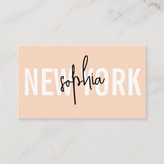 Script Minimalistisch Classy Peach Visitenkarte (Vorderseite)