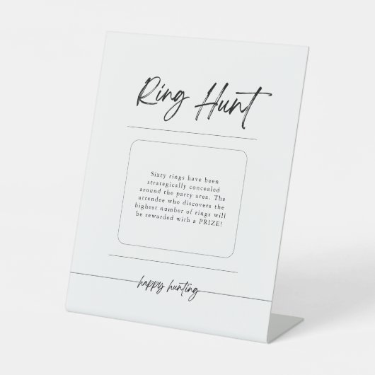 Script Minimalistisch Ring Hunt Brautparty Game Sockelschild (Vorderseite)