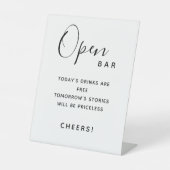 Script Minimalistisch Wedding Open Bar Sockelschild (Vorderseite)