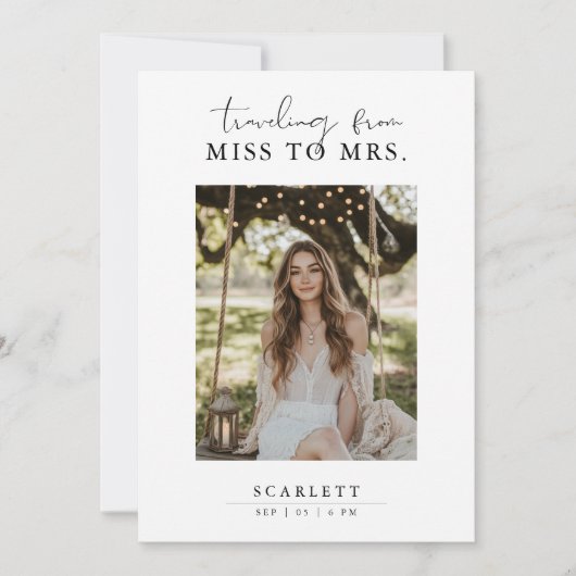 Script Miss zu Mrs. Minimalistisch Boho Brautparty Einladung (Vorderseite)