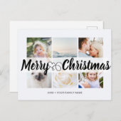Script mit Herz frohe Weihnachten 6 Fotos Postkarte (Vorne/Hinten)