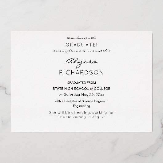 Script Mod Foto Foil Abschluss Ankündigung (Rückseite)