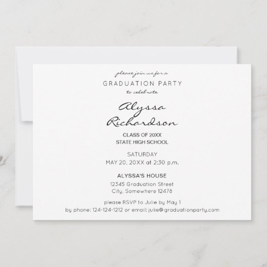 Script-Mod-Foto-Graduierungspartei Einladung (Rückseite)