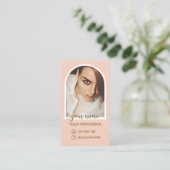 Script Modern arch pink photo qr code logo Terminkarte (Stehend Vorderseite)