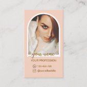 Script Modern arch pink photo qr code logo Terminkarte (Vorderseite)