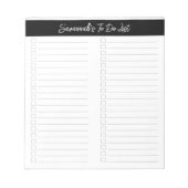 Script Modern Black & Gray Two Column Checklist Notizblock (Vorderseite)