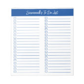 Script Modern Blue Two Column Checklist Notizblock (Vorderseite)