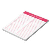 Script Modern Cherry Red Two Column Checklist Notizblock (Rotiert)