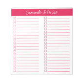 Script Modern Cherry Red Two Column Checklist Notizblock (Vorderseite)