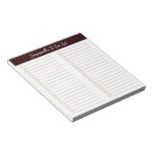 Script Modern Chocolate Brown Two Column Checklist Notizblock (angewinkelt)