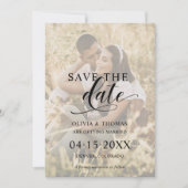 Script Modern Couple Foto Overlay Boho Wedding Save The Date (Vorderseite)