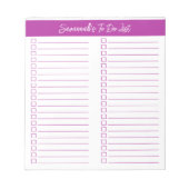 Script Modern Dark Pink Two Column Checklist Notizblock (Vorderseite)