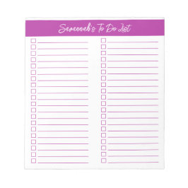 Script Modern Dark Pink Two Column Checklist Notizblock