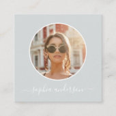 Script Modern Dusty Gray Blue Foto Social Media Telefonnummerkarte (Vorderseite)