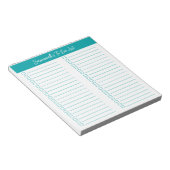Script Modern Elegant Teal Two Column Checklist Notizblock (angewinkelt)