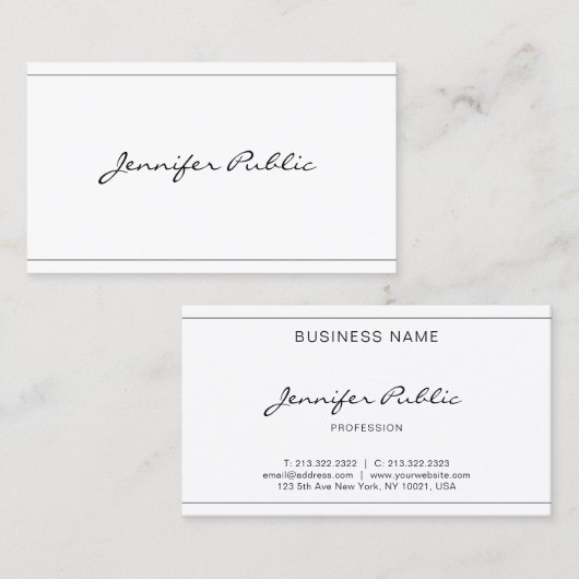 Script Modern Elegante Sleek Design Schöne Schlich Visitenkarte (Vorne/Hinten)