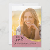 Script Modern Form Foto Rose Gold Abschluss Einladung (Vorderseite)