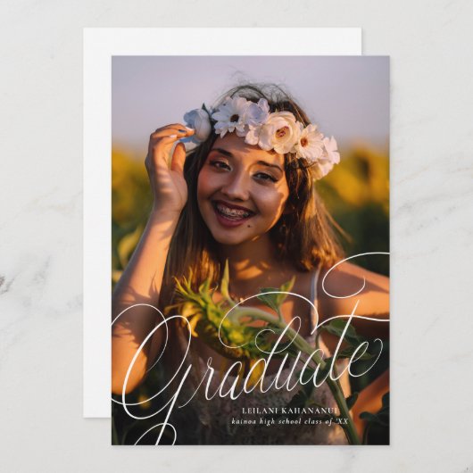 Script Modern Foto Graduation Party Einladung (Vorne/Hinten)