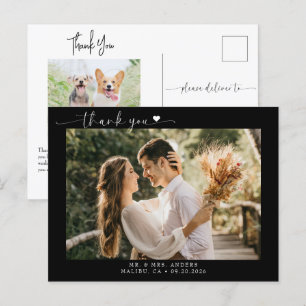 Script Modern Foto Wedding Vielen Dank Postkarte