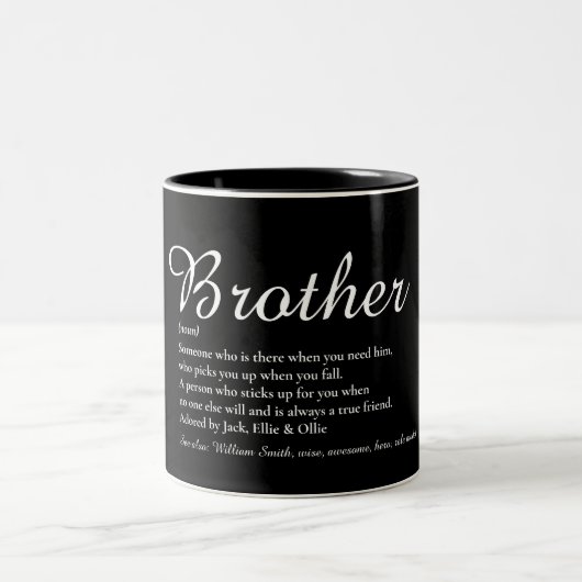 Script Modern Fun Cool Best Brother Definition Zweifarbige Tasse (Mittel)