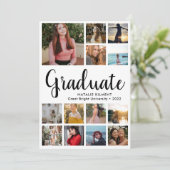 Script Modern Graduate 13 Foto Collage Abschluss Ankündigung (Stehend Vorderseite)