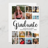 Script Modern Graduate 14 Foto Collage Abschluss Ankündigung (Vorne/Hinten)