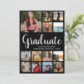 Script Modern Graduate 14 Foto Collage Abschluss Ankündigung (Stehend Vorderseite)
