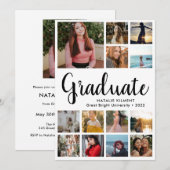 Script Modern Graduate 14 Foto Collage Abschluss Einladung (Vorne/Hinten)