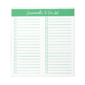 Script Modern Green Two Column Checklist Notizblock (Vorderseite)