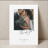 Script Modern Heart Wedding Foto W Note Dankeskarte