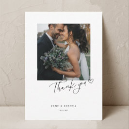 Script Modern Heart Wedding Foto W Note Dankeskarte