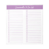 Script Modern Lavender Two Column Checklist Notizblock (Vorderseite)