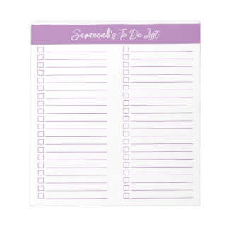 Script Modern Lavender Two Column Checklist Notizblock