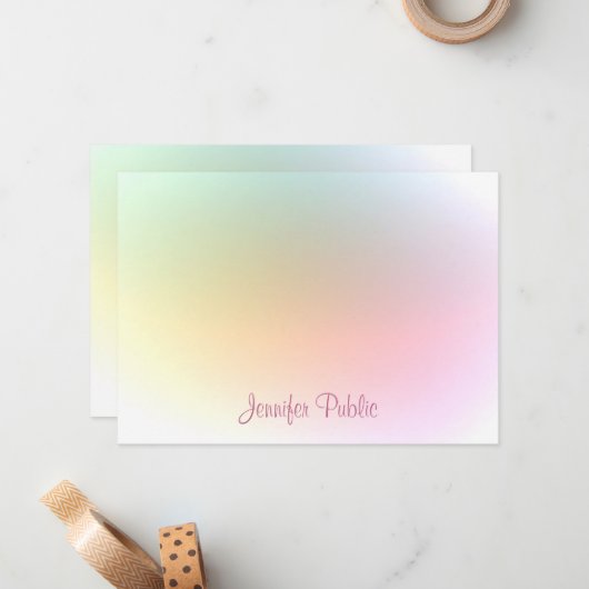 Script Modern modische farbige Template Typografie Mitteilungskarte (Vorderseite/Rückseite Beispiel)