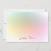 Script Modern modische farbige Template Typografie Mitteilungskarte (Rückseite)