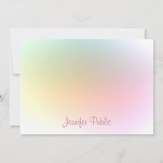 Script Modern modische farbige Template Typografie Mitteilungskarte (Rückseite)