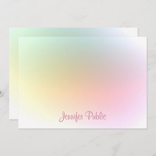 Script Modern modische farbige Template Typografie Mitteilungskarte (Vorne/Hinten)