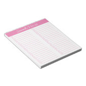 Script Modern Pink Two Column Checklist Notizblock (angewinkelt)