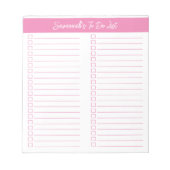 Script Modern Pink Two Column Checklist Notizblock (Vorderseite)
