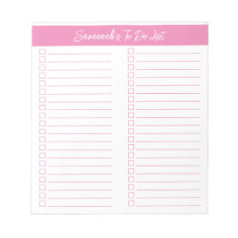 Script Modern Pink Two Column Checklist Notizblock